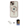 MARSİLYAN™- iPhone 14 Kılıf Nova Işık Özel Seri - Siyah Buffer Hayalet Cam Ekran Koruyucu + Diamond Kamera Lens - KI