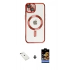 MARSİLYAN™- iPhone 14 Kılıf Nova Işık Özel Seri - Siyah Buffer Hayalet Cam Ekran Koruyucu + Diamond Kamera Lens - PE