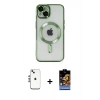 MARSİLYAN™- iPhone 14 Kılıf Nova Işık Özel Seri - Siyah Buffer Hayalet Cam Ekran Koruyucu + Shine Kamera Lens - GS