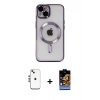 MARSİLYAN™- iPhone 14 Kılıf Nova Işık Özel Seri - Siyah Buffer Hayalet Cam Ekran Koruyucu + Shine Kamera Lens - GS
