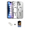MARSİLYAN™- iPhone 14 Kılıf Nova Işık Özel Seri - Siyah Buffer Hayalet Cam Ekran Koruyucu + Diamond Kamera Lens - KI