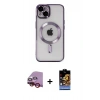 MARSİLYAN™- iPhone 14 Kılıf Nova Işık Özel Seri - Siyah Buffer Hayalet Cam Ekran Koruyucu + Raze Metal Kamera Lens - KI