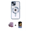 MARSİLYAN™- iPhone 14 Kılıf Nova Işık Özel Seri - Siyah Buffer Hayalet Cam Ekran Koruyucu + Raze Metal Kamera Lens - KI