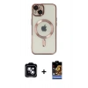 MARSİLYAN™- iPhone 14 Kılıf Nova Işık Özel Seri - Siyah Buffer Hayalet Cam Ekran Koruyucu + PVD Metal Kamera Lens - MI