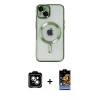 MARSİLYAN™- iPhone 14 Kılıf Nova Işık Özel Seri - Siyah Buffer Hayalet Cam Ekran Koruyucu + PVD Metal Kamera Lens - MI