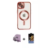 MARSİLYAN™- iPhone 14 Kılıf Nova Işık Özel Seri - Siyah Buffer Hayalet Cam Ekran Koruyucu + Raze Metal Kamera Lens - MR