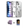 MARSİLYAN™- iPhone 14 Kılıf Nova Işık Özel Seri - Siyah Buffer Hayalet Cam Ekran Koruyucu + Raze Metal Kamera Lens - GS