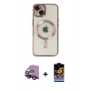 MARSİLYAN™- iPhone 14 Kılıf Nova Işık Özel Seri - Siyah Buffer Hayalet Cam Ekran Koruyucu + Raze Metal Kamera Lens - SH