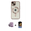 MARSİLYAN™- iPhone 14 Kılıf Nova Işık Özel Seri - Siyah Buffer Hayalet Cam Ekran Koruyucu + Raze Metal Kamera Lens - MR