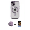 MARSİLYAN™- iPhone 14 Kılıf Nova Işık Özel Seri - Siyah Buffer Hayalet Cam Ekran Koruyucu + Raze Metal Kamera Lens - SH