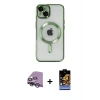MARSİLYAN™- iPhone 14 Kılıf Nova Işık Özel Seri - Siyah Buffer Hayalet Cam Ekran Koruyucu + Raze Metal Kamera Lens - GS