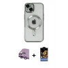 MARSİLYAN™- iPhone 14 Kılıf Nova Işık Özel Seri - Siyah Buffer Hayalet Cam Ekran Koruyucu + Raze Metal Kamera Lens - MR