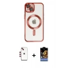 MARSİLYAN™- iPhone 14 Kılıf Nova Işık Özel Seri - Siyah Buffer Hayalet Cam Ekran Koruyucu + Shine Kamera Lens - KI