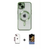 MARSİLYAN™- iPhone 14 Kılıf Nova Işık Özel Seri - Siyah Buffer Hayalet Cam Ekran Koruyucu + Shine Kamera Lens - KI