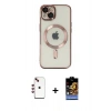 MARSİLYAN™- iPhone 14 Kılıf Nova Işık Özel Seri - Siyah Buffer Hayalet Cam Ekran Koruyucu + Shine Kamera Lens - KI