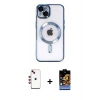 MARSİLYAN™- iPhone 14 Kılıf Nova Işık Özel Seri - Siyah Buffer Hayalet Cam Ekran Koruyucu + Shine Kamera Lens - KI