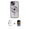 MARSİLYAN™- iPhone 14 Kılıf Nova Işık Özel Seri - Siyah Buffer Hayalet Cam Ekran Koruyucu + Shine Kamera Lens - KI