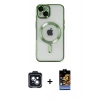 MARSİLYAN™- iPhone 14 Kılıf Nova Işık Özel Seri - Siyah Buffer Hayalet Cam Ekran Koruyucu + PVD Metal Kamera Lens - SH