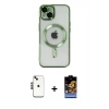 MARSİLYAN™- iPhone 14 Kılıf Nova Işık Özel Seri - Siyah Buffer Hayalet Cam Ekran Koruyucu + Siyah Shine Kamera Lens