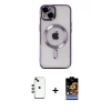 MARSİLYAN™- iPhone 14 Kılıf Nova Işık Özel Seri - Siyah Buffer Hayalet Cam Ekran Koruyucu + Shine Kamera Lens - YL