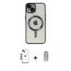 MARSİLYAN™- iPhone 14 Kılıf Nova Işık Özel Seri - Siyah Joko Magic 5D Cam + Shine Kamera Lens - KI