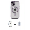 MARSİLYAN™- iPhone 14 Kılıf Nova Işık Özel Seri - Siyah Joko Magic 5D Cam + Mavi Shine Kamera Lens