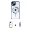 MARSİLYAN™- iPhone 14 Kılıf Nova Işık Özel Seri - Siyah Joko Magic 5D Cam + Mavi Shine Kamera Lens