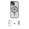 MARSİLYAN™- iPhone 14 Kılıf Nova Işık Özel Seri - Siyah Joko Magic 5D Cam + Mavi Shine Kamera Lens