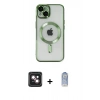 MARSİLYAN™- iPhone 14 Kılıf Nova Işık Özel Seri - Siyah Joko Magic 5D Cam + Pembe PVD Metal Kamera Lens