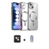 MARSİLYAN™- iPhone 14 Kılıf Nova Işık Özel Seri - Siyah Joko Magic 5D Cam + Pembe PVD Metal Kamera Lens