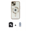 MARSİLYAN™- iPhone 14 Kılıf Nova Işık Özel Seri - Siyah Joko Magic 5D Cam + PVD Metal Kamera Lens - GS