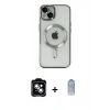 MARSİLYAN™- iPhone 14 Kılıf Nova Işık Özel Seri - Siyah Joko Magic 5D Cam + PVD Metal Kamera Lens - MI