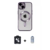MARSİLYAN™- iPhone 14 Kılıf Nova Işık Özel Seri - Siyah Joko Magic 5D Cam + PVD Metal Kamera Lens - SH
