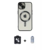MARSİLYAN™- iPhone 14 Kılıf Nova Işık Özel Seri - Siyah Joko Magic 5D Cam + PVD Metal Kamera Lens - SH