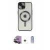 MARSİLYAN™- iPhone 14 Kılıf Nova Işık Özel Seri - Siyah Joko Magic 5D Cam + Raze Metal Kamera Lens - SH