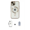 MARSİLYAN™- iPhone 14 Kılıf Nova Işık Özel Seri - Siyah Joko Magic 5D Cam + Shine Kamera Lens - GS