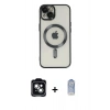 MARSİLYAN™- iPhone 14 Kılıf Nova Işık Özel Seri - Siyah Joko Magic 5D Cam + PVD Metal Kamera Lens - YL