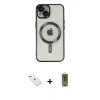 MARSİLYAN™- iPhone 14 Kılıf Nova Işık Özel Seri - Siyah Joko Magic 5D Hayalet Cam + Diamond Kamera Lens - PE