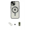 MARSİLYAN™- iPhone 14 Kılıf Nova Işık Özel Seri - Siyah Joko Magic 5D Hayalet Cam + Diamond Kamera Lens - SABE