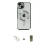 MARSİLYAN™- iPhone 14 Kılıf Nova Işık Özel Seri - Siyah Joko Magic 5D Hayalet Cam + Diamond Kamera Lens - SABE