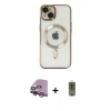 MARSİLYAN™- iPhone 14 Kılıf Nova Işık Özel Seri - Siyah Joko Magic 5D Hayalet Cam + Raze Metal Kamera Lens - MR