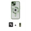 MARSİLYAN™- iPhone 14 Kılıf Nova Işık Özel Seri - Siyah Joko Magic 5D Hayalet Cam + Pembe PVD Metal Kamera Lens