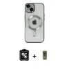 MARSİLYAN™- iPhone 14 Kılıf Nova Işık Özel Seri - Siyah Joko Magic 5D Hayalet Cam + PVD Metal Kamera Lens - MI