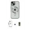 MARSİLYAN™- iPhone 14 Kılıf Nova Işık Özel Seri - Siyah Joko Magic 5D Hayalet Cam + Shine Kamera Lens - GS