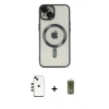 MARSİLYAN™- iPhone 14 Kılıf Nova Işık Özel Seri - Siyah Joko Magic 5D Hayalet Cam + Shine Kamera Lens - YL