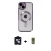 MARSİLYAN™- iPhone 14 Kılıf Nova Işık Özel Seri - Siyah Joko Magic 5D Hayalet Cam + Siyah PVD Metal Kamera Lens