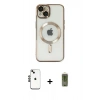 MARSİLYAN™- iPhone 14 Kılıf Nova Işık Özel Seri - Siyah Joko Magic 5D Hayalet Cam + Siyah Shine Kamera Lens