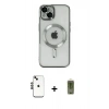 MARSİLYAN™- iPhone 14 Kılıf Nova Işık Özel Seri - Siyah Joko Magic 5D Hayalet Cam + Siyah Shine Kamera Lens