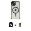 MARSİLYAN™- iPhone 14 Kılıf Nova Işık Özel Seri - Siyah Joko Magic 5D Hayalet Cam + PVD Metal Kamera Lens - YL