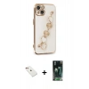 MARSİLYAN™- iPhone 14 Kılıf Nova Işık Prime - Şeffaf 360 Full Body Arka Koruyucu + Diamond Kamera Lens - KI